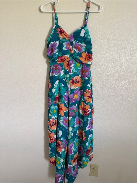 Cato Dresses & Skirts - NWT Cato Spaghetti Strap Romper in “Paris Spring Tropic Teal” Size Medium